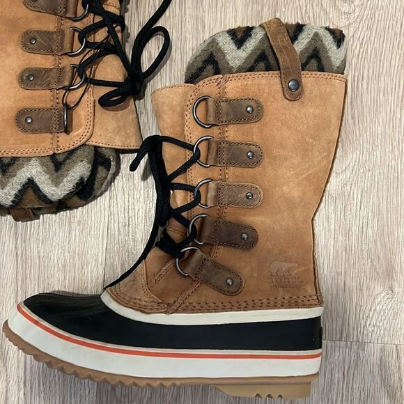 Sorel Womens Joan Of Arctic Suede Chevron Knit II Waterproof Boots Womens Size 7 - Picture 4 of 15